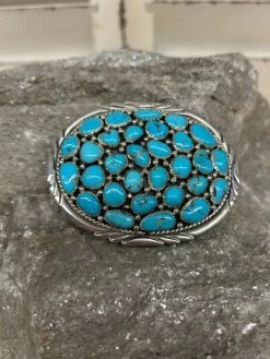 Sterling Silver - Sterling Silver And Multi Stone Turquoise Buckle